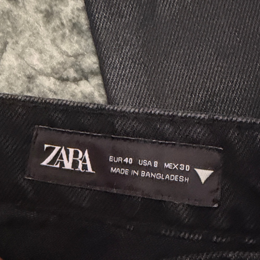 Zara Black Bootcut Coated Jeans - Picture 2 of 3